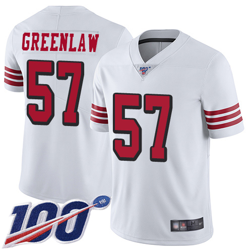 San Francisco 49ers Limited White Men Dre Greenlaw NFL Jersey #57 100th Season Rush Vapor Untouchable->youth nfl jersey->Youth Jersey